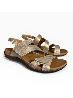 Rockport Ridge Asymmetrical Sandals Women's size 8.5 Adjustable Metallic Gold